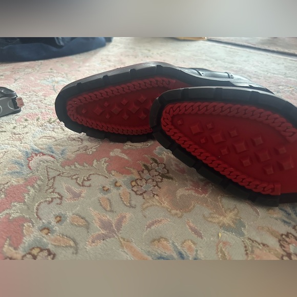 Christian Louboutin Black Leather Combat Boots – Size 44 – Red Sole Chain Tread - Picture 8 of 13